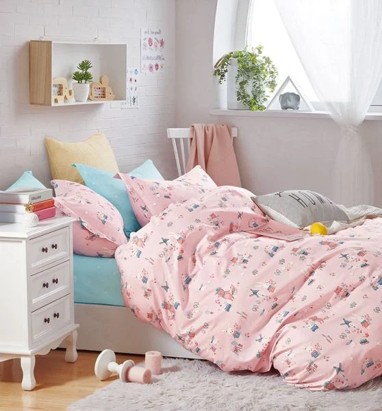 N190063 - Bộ chăn ga gối 100% cotton satin Collins N190063