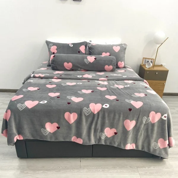 NT9002 - Bộ chăn ga gối lông thỏ Rabbit Fur